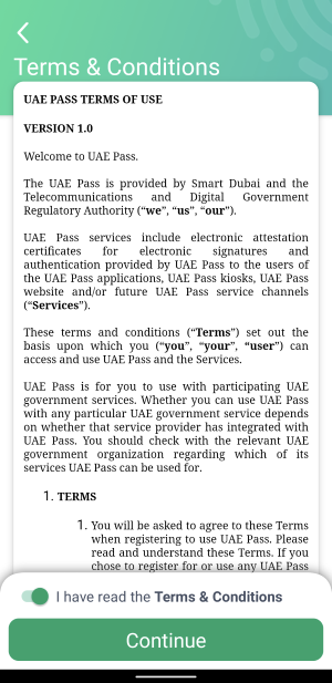 uae pass app registration and login