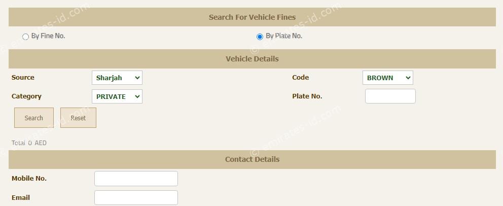 sharjah traffic fines inquiry by plate number and online payment