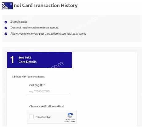 rta nol card check balance and history online